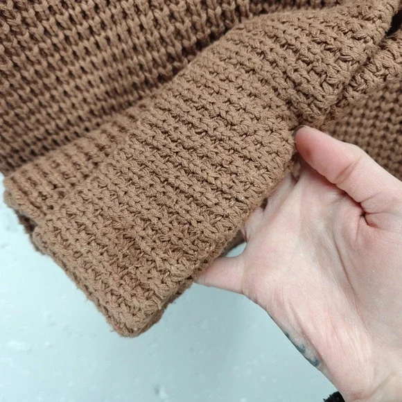 Free People Womens Medium Sweater Burnt Orange Oversized Cowl Neck Chunky Knit - Picture 3 of 7